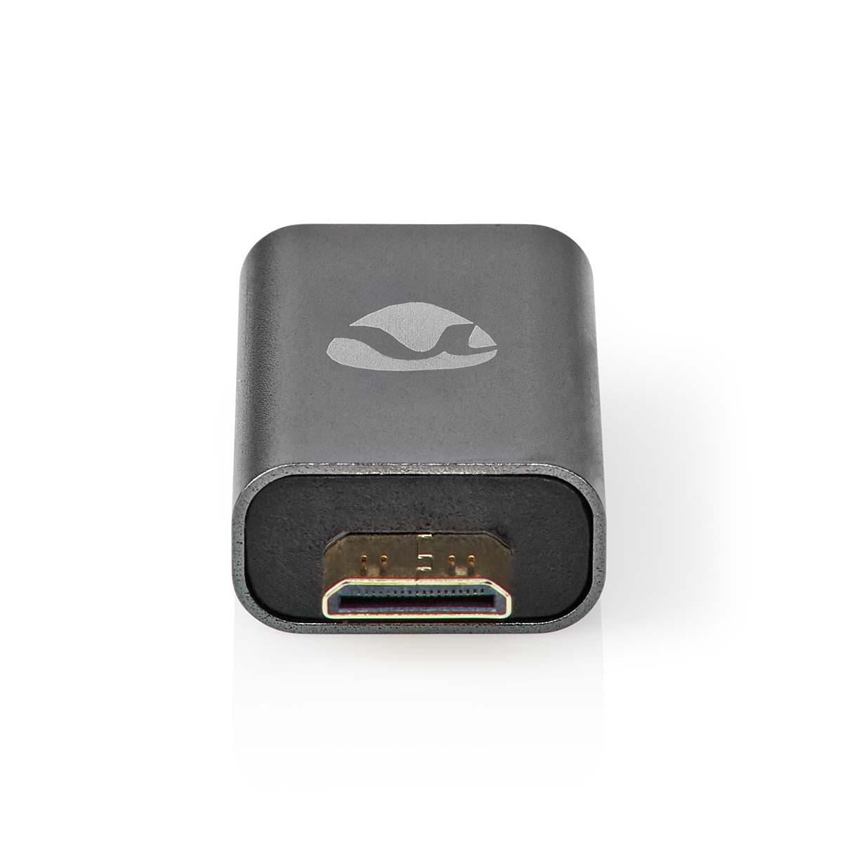 Nedis HDMI™ Adapter | HDMI™ Male / HDMI™ Mini Connector | HDMI™ Output | Gold Plated | Straight | Aluminium | Gun Metal Grey | 1 pcs | Cover Window Box