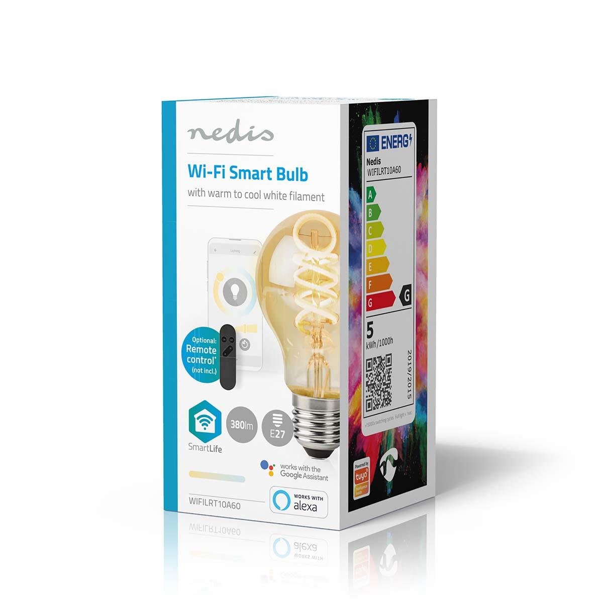 Nedis SmartLife LED Filament Bulb | Wi-Fi | E27 | 360 lm | 4.9 W | Warm to Cool White | 1800 - 6500 K | Glass | Android™ / IOS | Bulb | 1 pcs