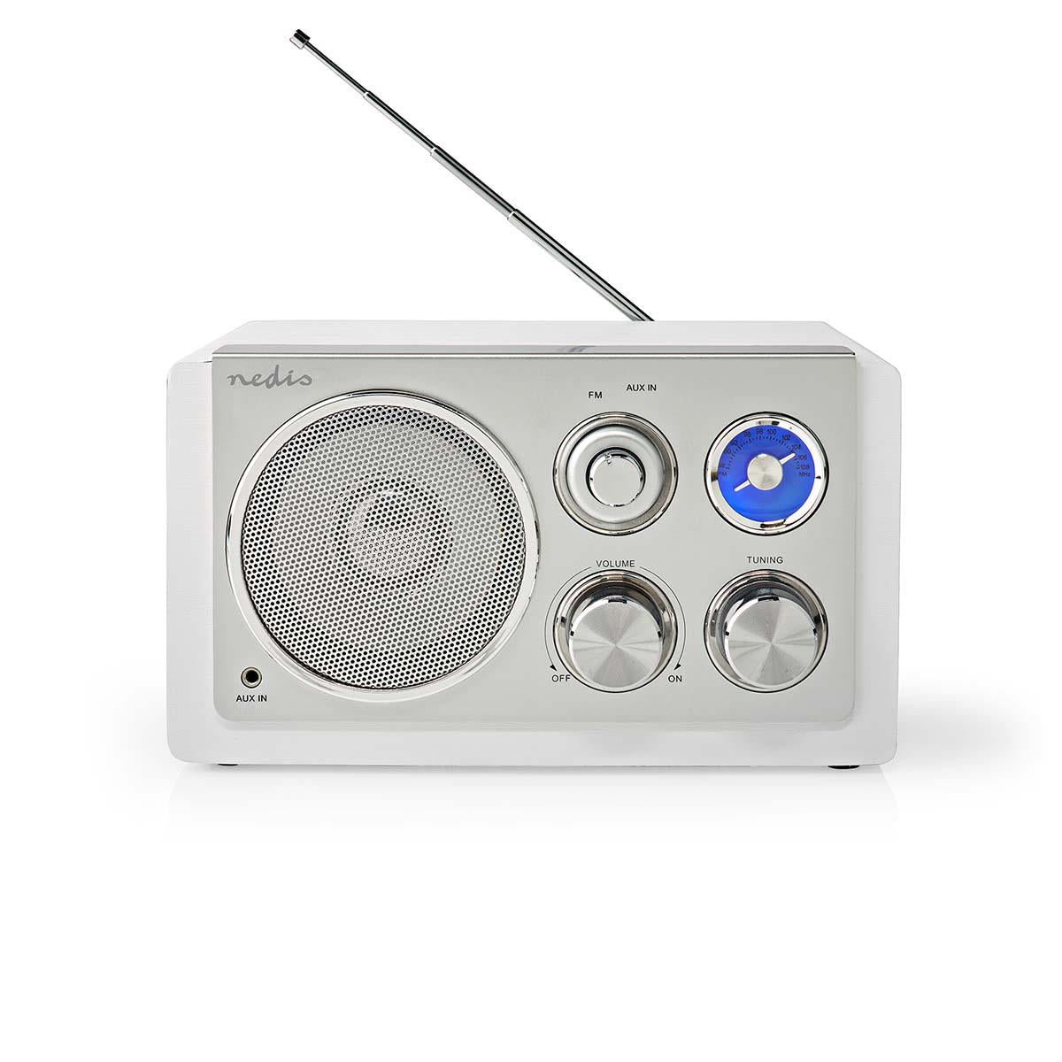 Nedis FM Radio | Table Design | FM | Mains Powered | Analogue | 15 W | IP20 | White