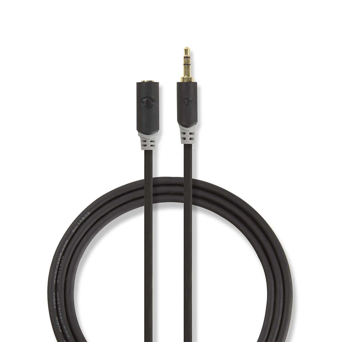 Nedis Stereo Audio Cable | 3.5 mm Male | 3.5 mm Female | Gold Plated | 3.00 m | Round | Anthracite | Box