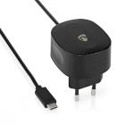 Nedis Wall Charger | 15 W | Quick charge feature | 1x 3.0 A | Number of outputs: 1 | USB-C™ (Fixed) Cable | 1.50 m | Single Voltage Output | Black