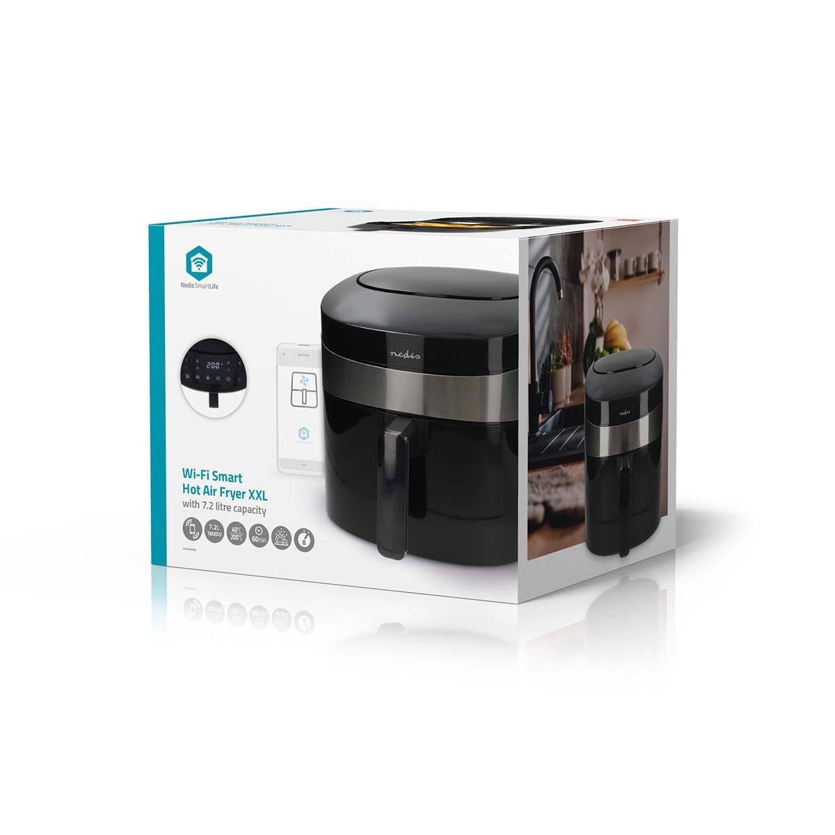 Nedis SmartLife Hot Air Fryer | Wi-Fi | 7,2 l | Timer: 60 min | Number of preset programs: 8 | Digital | Android™ / IOS | Black