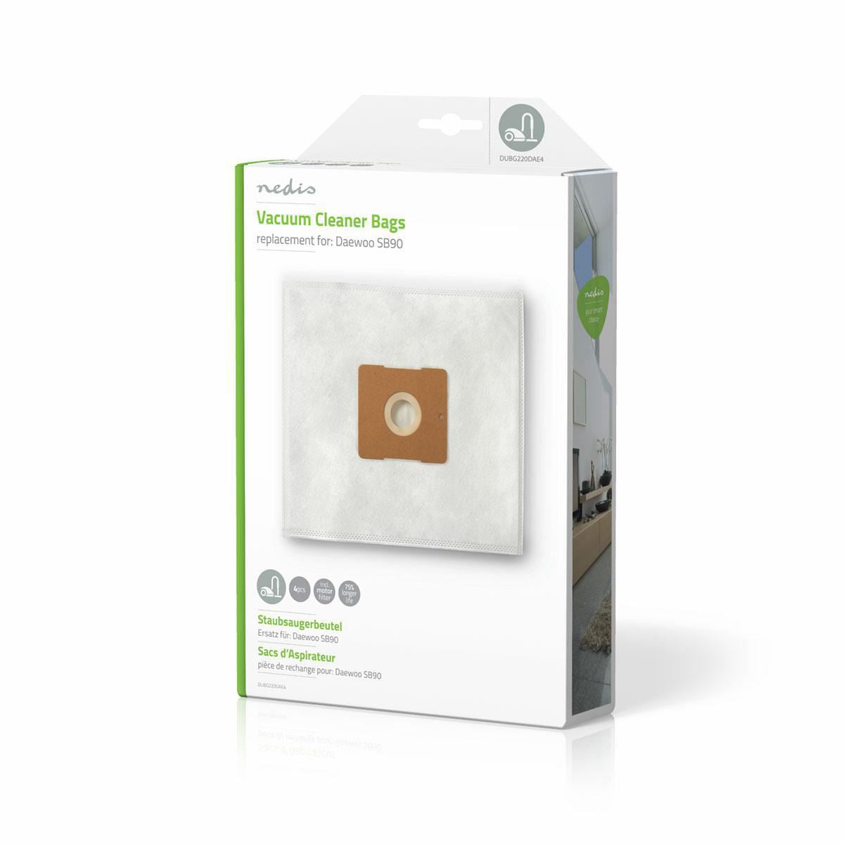 Nedis Vacuum Cleaner Bag | 4 pcs | Synthetic | Most sold for: Daewoo SB90 | White