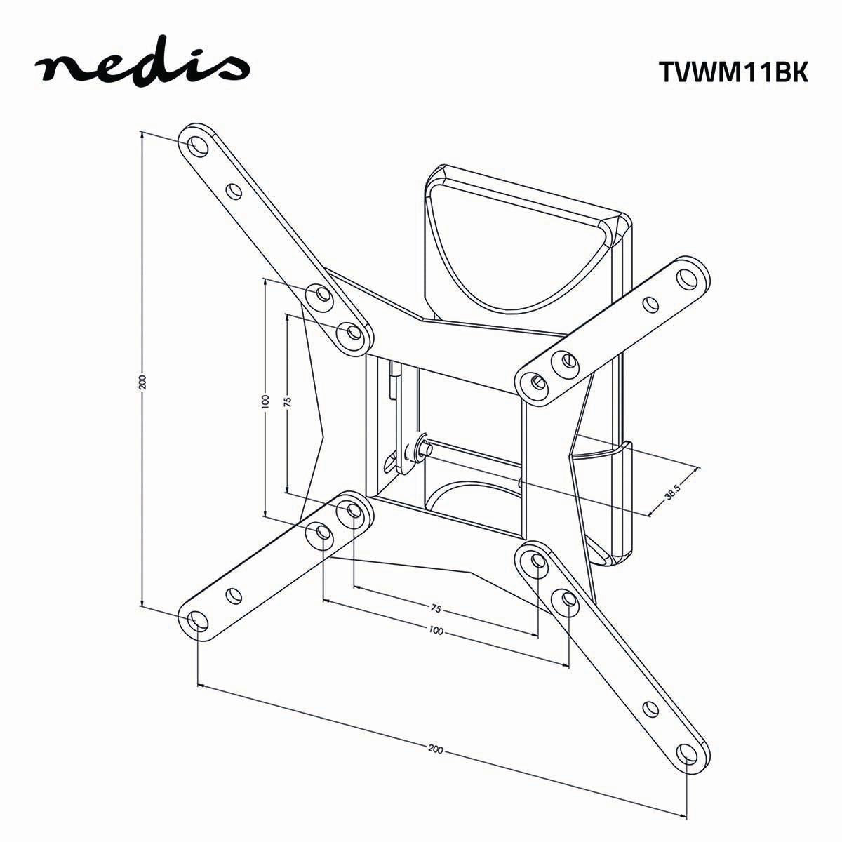 Nedis Full Motion TV Wall Mount | 10 - 32 " | Maximum supported screen weight: 30 kg | Tiltable | Rotatable | Minimum wall distance: 68 mm | Maximum wall distance: 68 mm | 1 Pivot point(s) | Steel | Black