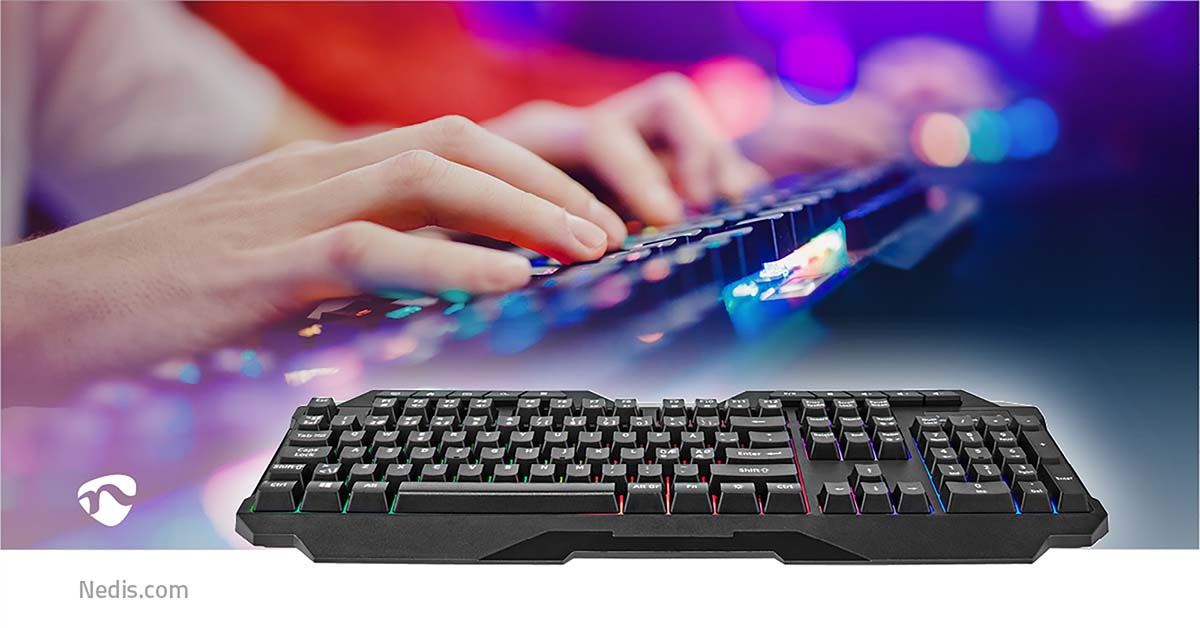 Nedis Wired Gaming Keyboard | USB Type-A | Membrane Keys | LED | QWERTY | ND Layout | USB Powered | Power cable length: 1.30 m | Multimedia