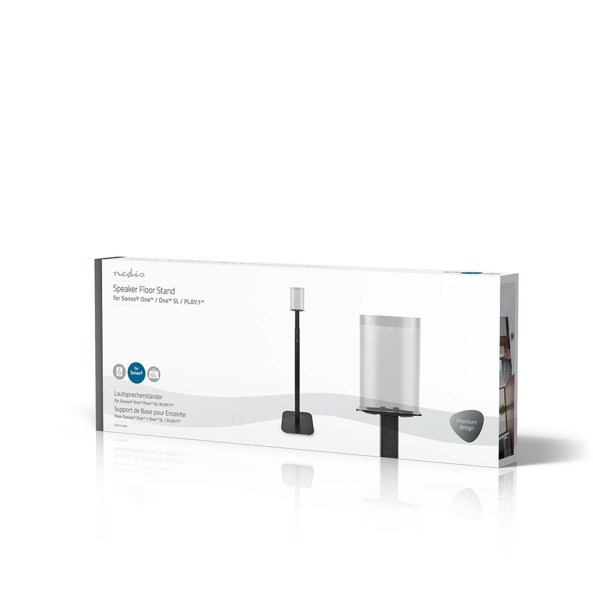 Nedis Speaker Mount | Compatible with: Sonos® One SL™ / Sonos® One™ / Sonos® PLAY:1™ | Floor | 10 kg | Height Adjustable | ABS / Steel | Black