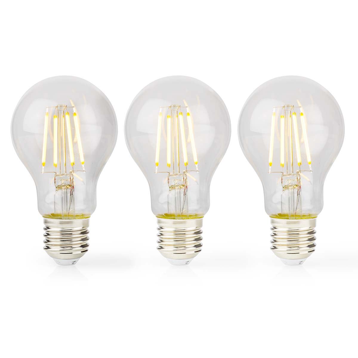 Nedis LED Filament Bulb E27 | A60 | 4 W | 470 lm | 2700 K | Warm White | Retro Style | 3 pcs