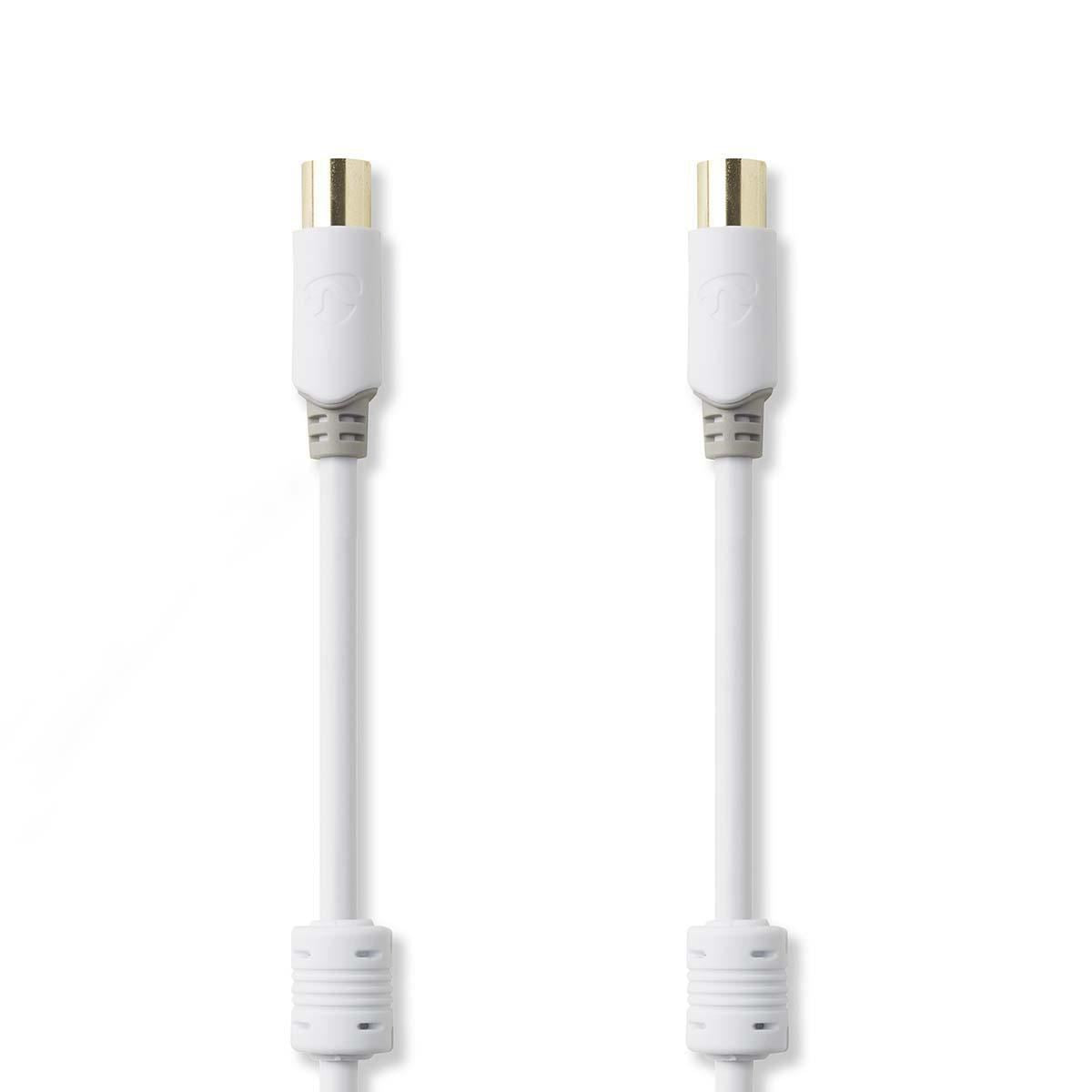 Nedis Coax Cable | IEC (Coax) Male | IEC (Coax) Female | Gold Plated | 100 dB | 75 Ohm | Double Shielded | 5.00 m | Round | PVC | White | Box