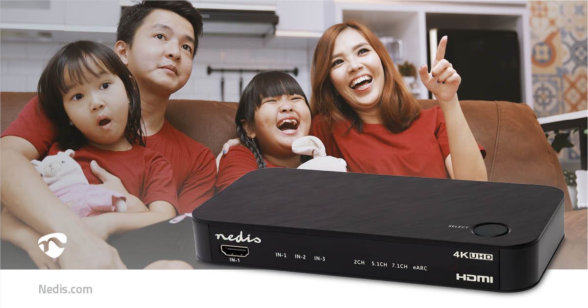 Nedis Digital Audio Converter | 2-way | Connection input: DC Power / 3x HDMI™ Input | Connection output: 1x 3.5 mm / 1x TosLink / 2x HDMI™ Output | Automatic / Push Button | Anthracite