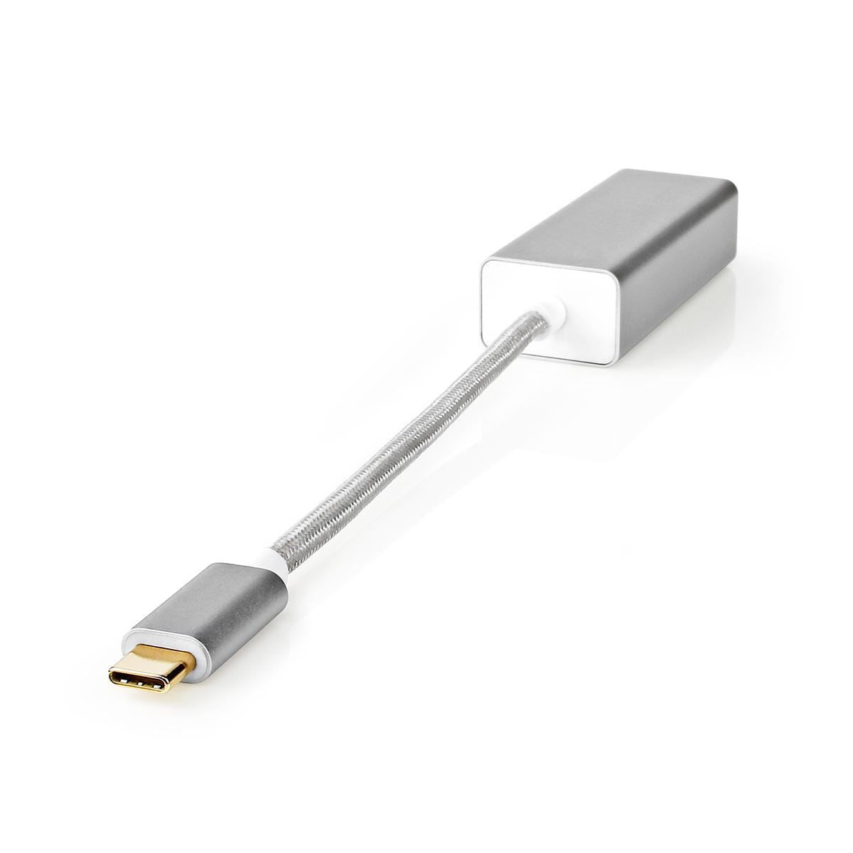 Nedis USB Network Adapter | USB 3.2 Gen 1 | 1 Gbps | USB-C™ Male | RJ45 Female | 0.20 m | Round | Gold Plated | Tinned Copper | Silver | Cover Window Box