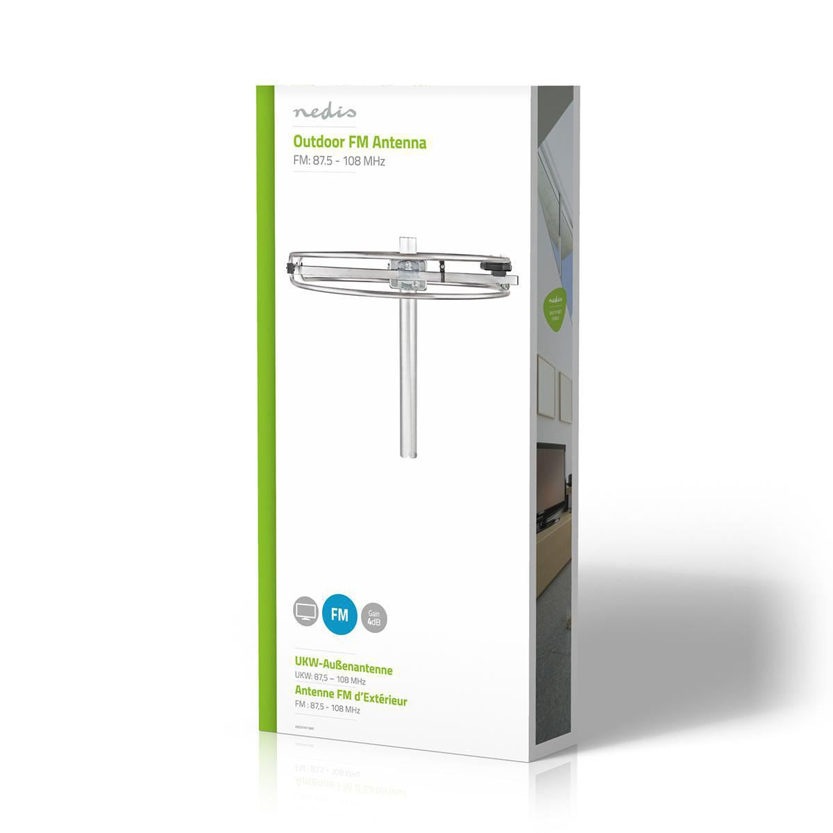 Nedis Outdoor FM Antenna | Reception range: 0-15 km | Gain: 4 dB | Aluminium