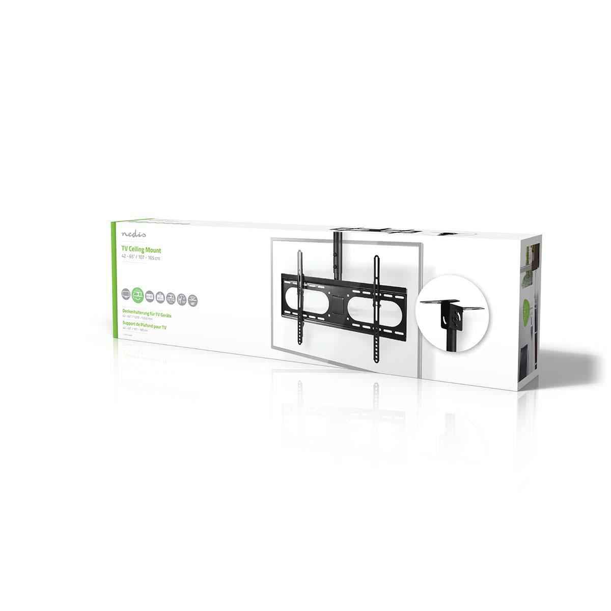 Nedis Full Motion TV Ceiling Mount | 42 - 65 " | Maximum supported screen weight: 45 kg | Tiltable | Rotatable | Minimum ceiling distance: 716 mm | Maximum ceiling distance: 1160 mm | 1 Pivot point(s) | Steel | Black