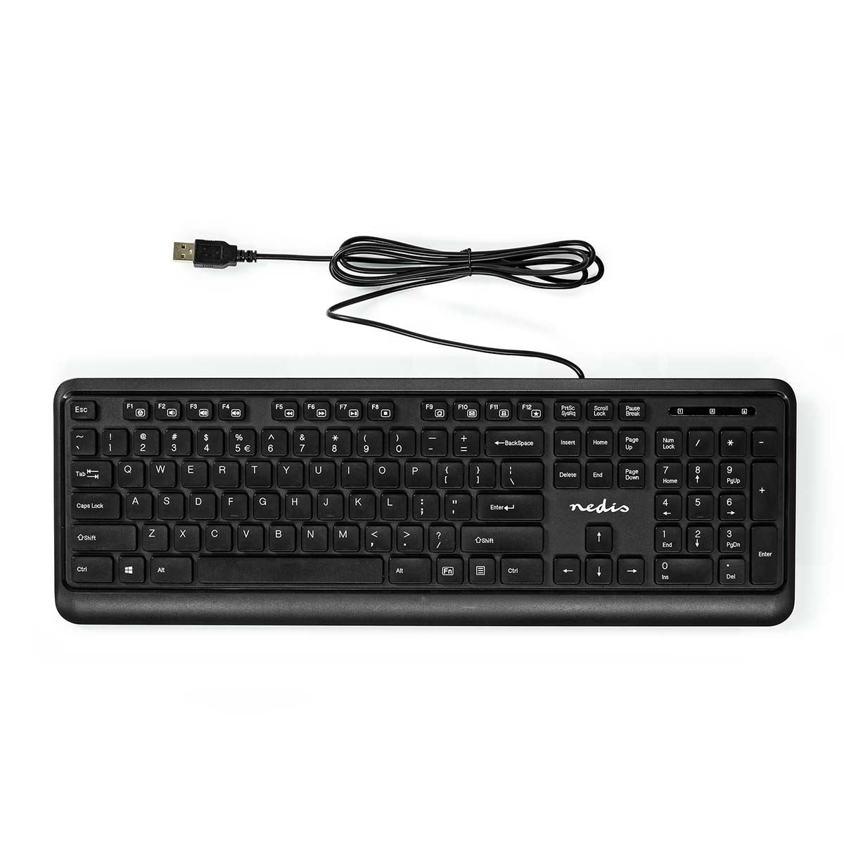 Nedis Wired Keyboard | USB-A | Multimedia | QWERTY | US Layout | Numeric keypad