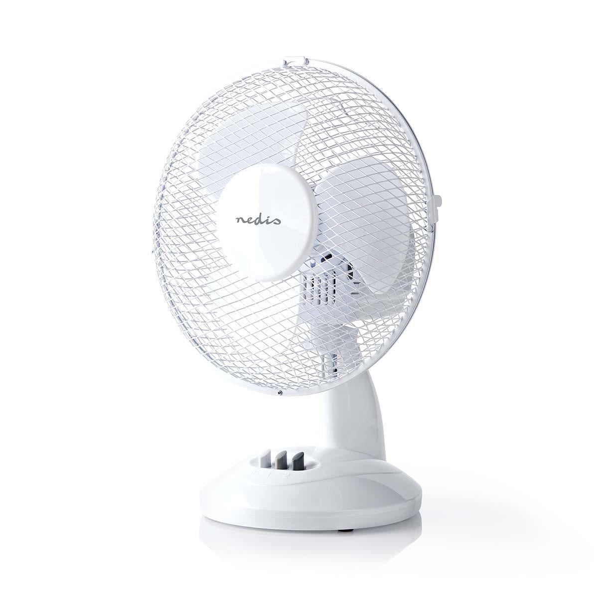 Nedis Table Fan | Mains Powered | Diameter: 230 mm | 22 W | Oscillation | 2-Speed | White