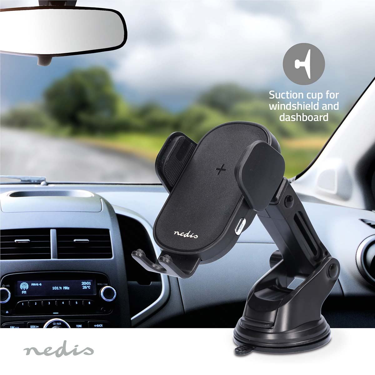 Nedis Wireless Car Charger | 7.5 / 10 / 15 W | 1.5 / 1.67 / 2 A | 1.00 m | FOD / Over Current / Over Voltage / Overheat Protection | USB Type-C™ | Including cable