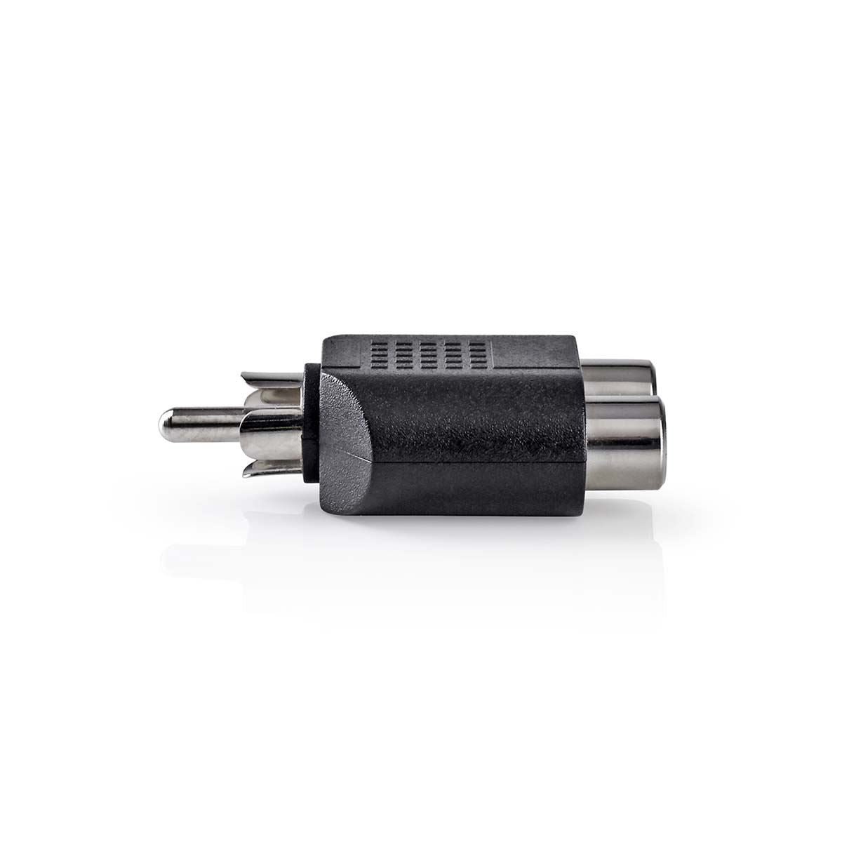 Nedis Subwoofer Adapter | RCA Male | 2x RCA Female | Nickel Plated | Straight | ABS | Black | 1 pcs | Box