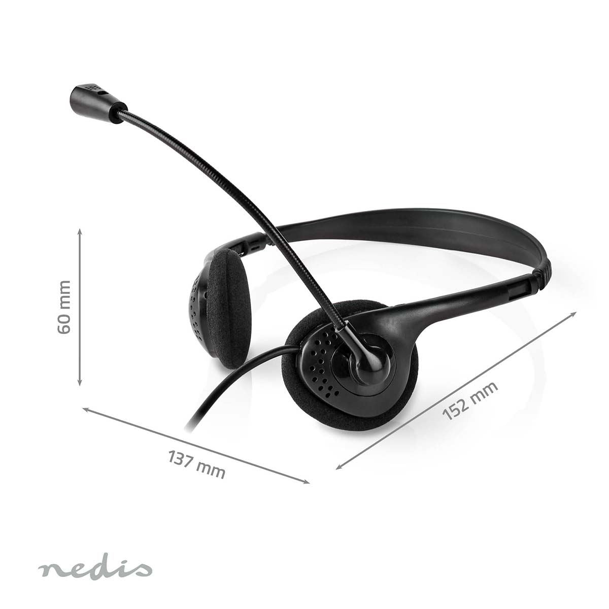 Nedis PC Headset | On-Ear | Stereo | USB Type-A / USB Type-C™ | Fold-Away Microphone | Black