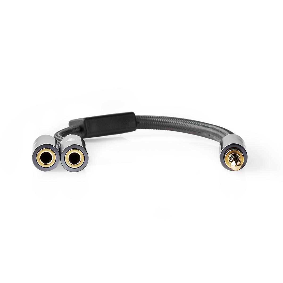 Nedis Stereo Audio Cable | 3.5 mm Male | 2x 3.5 mm Female | Gold Plated | 0.20 m | Round | Grey / Gun Metal Grey | Cover Window Box