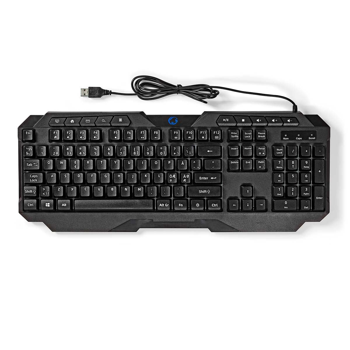 Nedis Wired Gaming Keyboard | USB Type-A | Membrane Keys | LED | QWERTY | ND Layout | USB Powered | Power cable length: 1.30 m | Multimedia