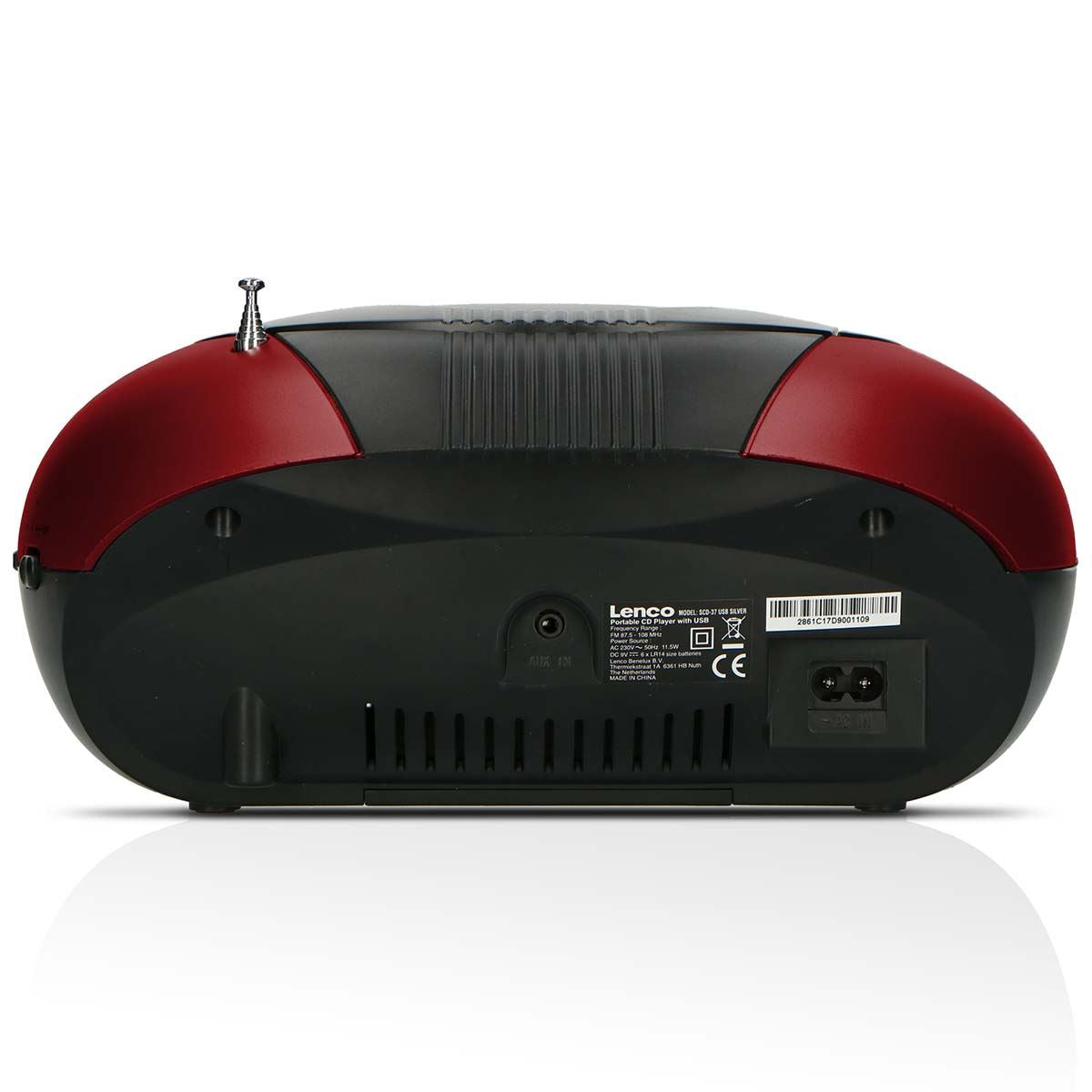 Lenco SCD-37 USB Red Portable FM Radio CD and USB player Red