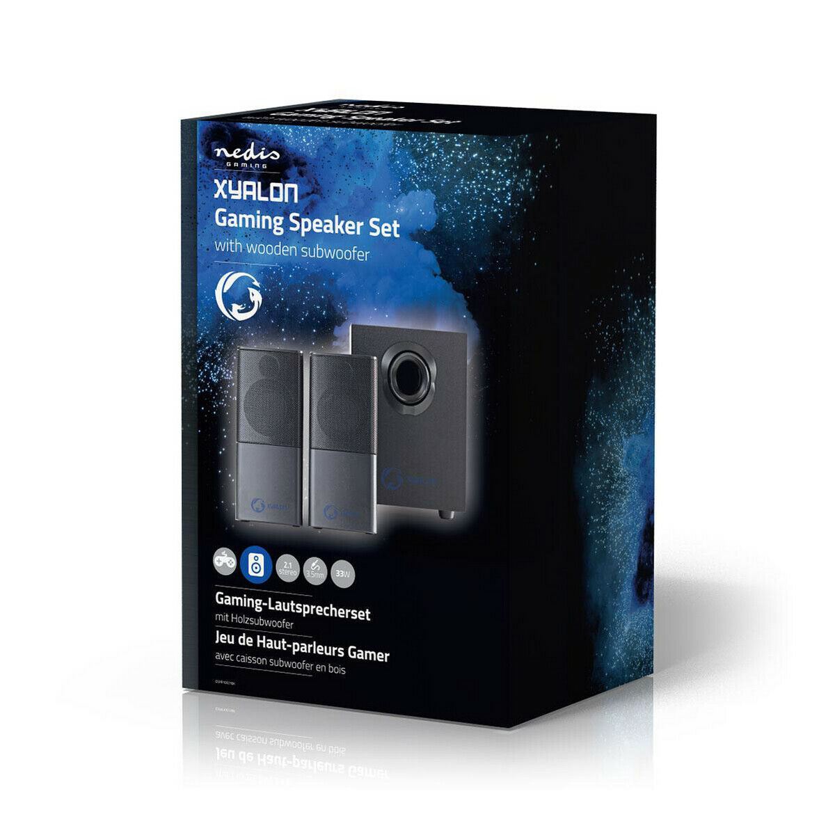 Nedis Gaming Speaker | Speaker channels: 2.1 | USB Powered | 3.5 mm Male | 30 W | Without Lighting | Volume control