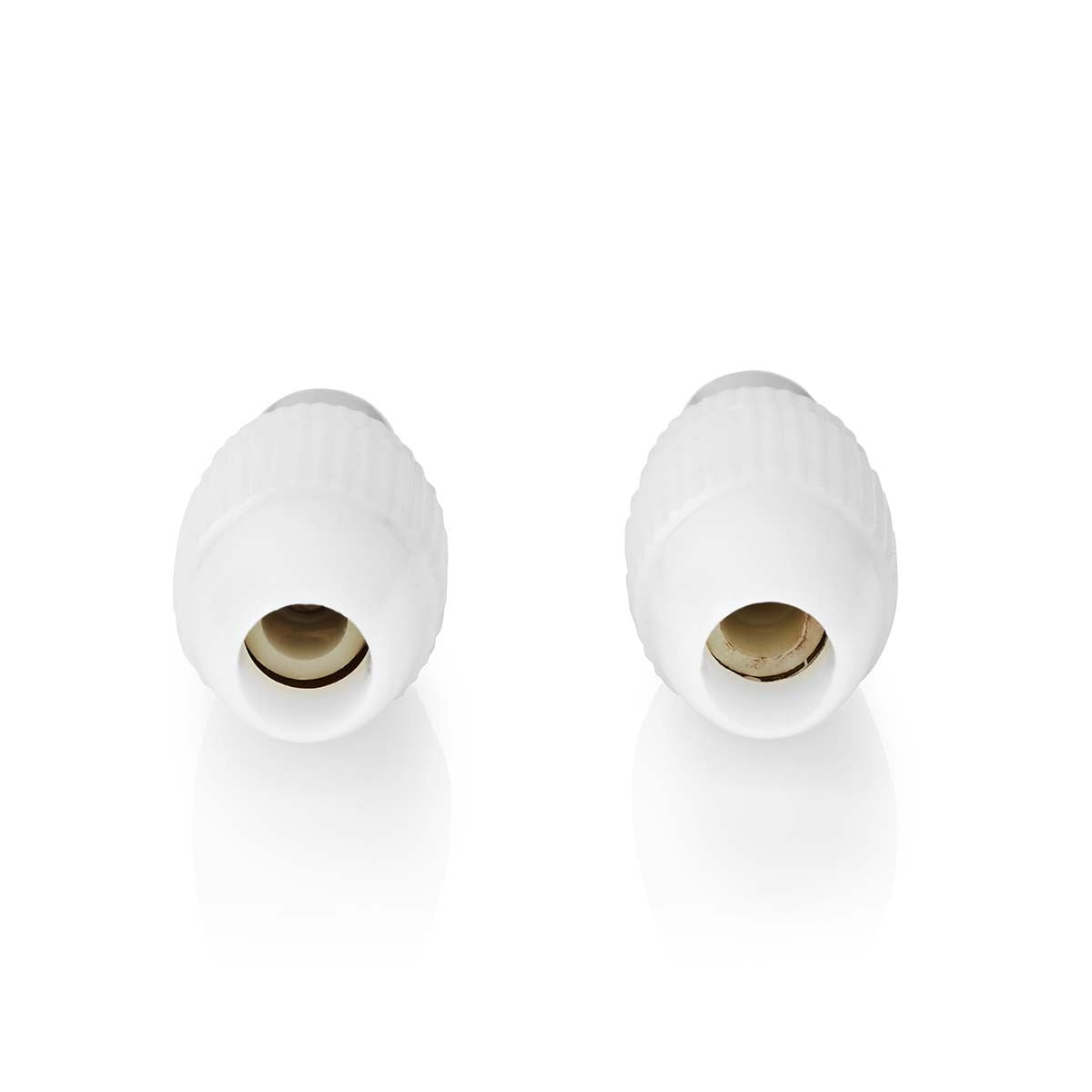 Nedis IEC (Coax) Connector | Straight | Female / Male | Nickel Plated | 75 Ohm | Screw | Cable input diameter: 7.0 mm | Metal / PVC | White | 2 pcs | Box