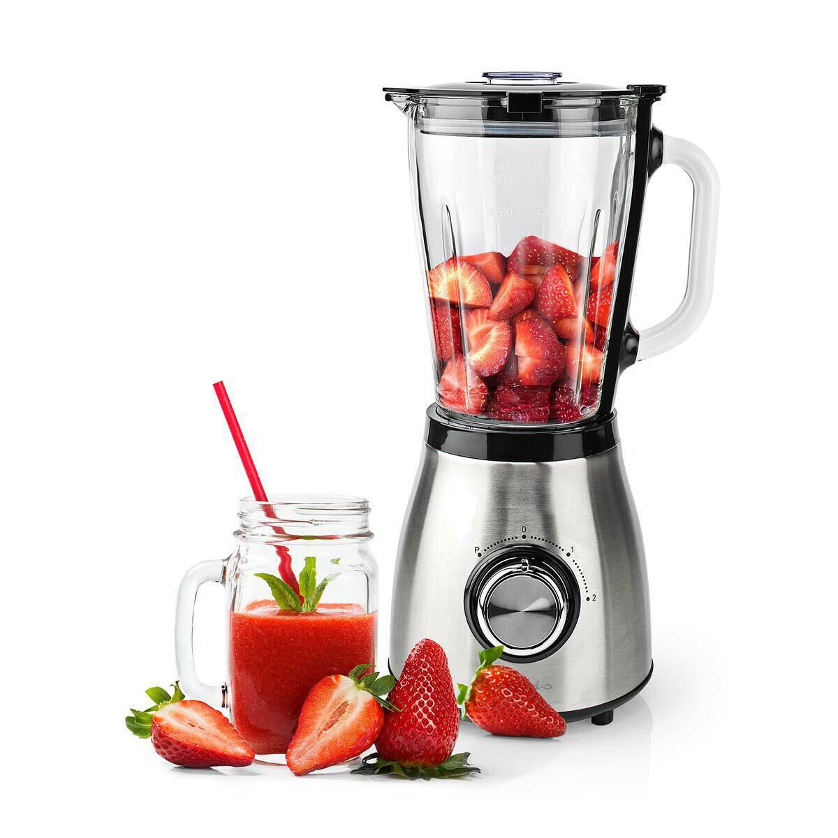 Nedis Stand Blender | 800 W | 1.5 l | Glass | 2-Speed Setting | Black / Silver