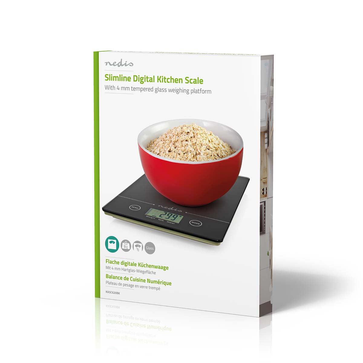 Nedis Kitchen Scales | Digital | Glass / Plastic | CR 2032 Battery | Black