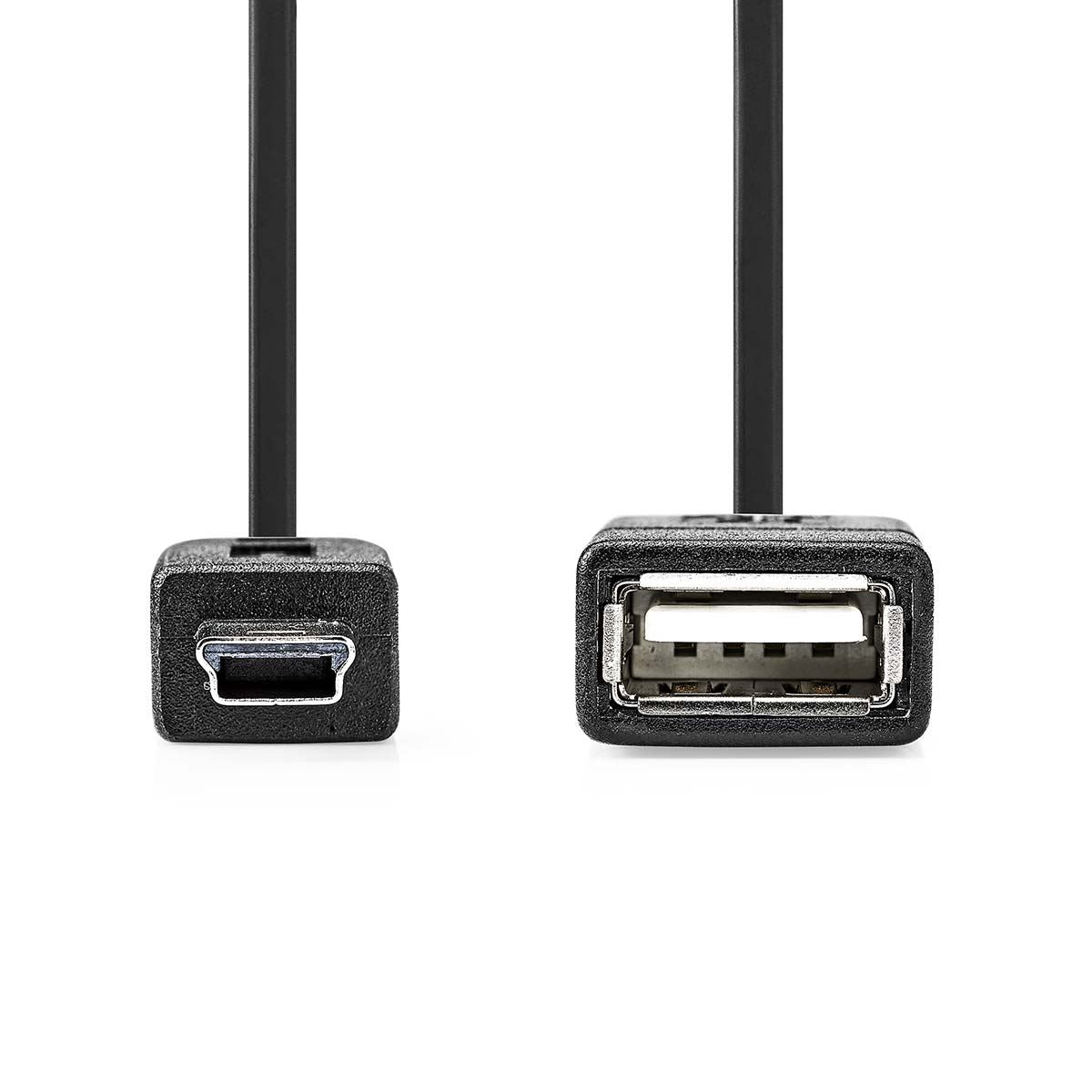 Nedis USB Micro-B Adapter | USB 2.0 | Mini 5-Pin Male | USB-A Female | 480 Mbps | OTG | 0.20 m | Flat | Nickel Plated | PVC | Black | Polybag