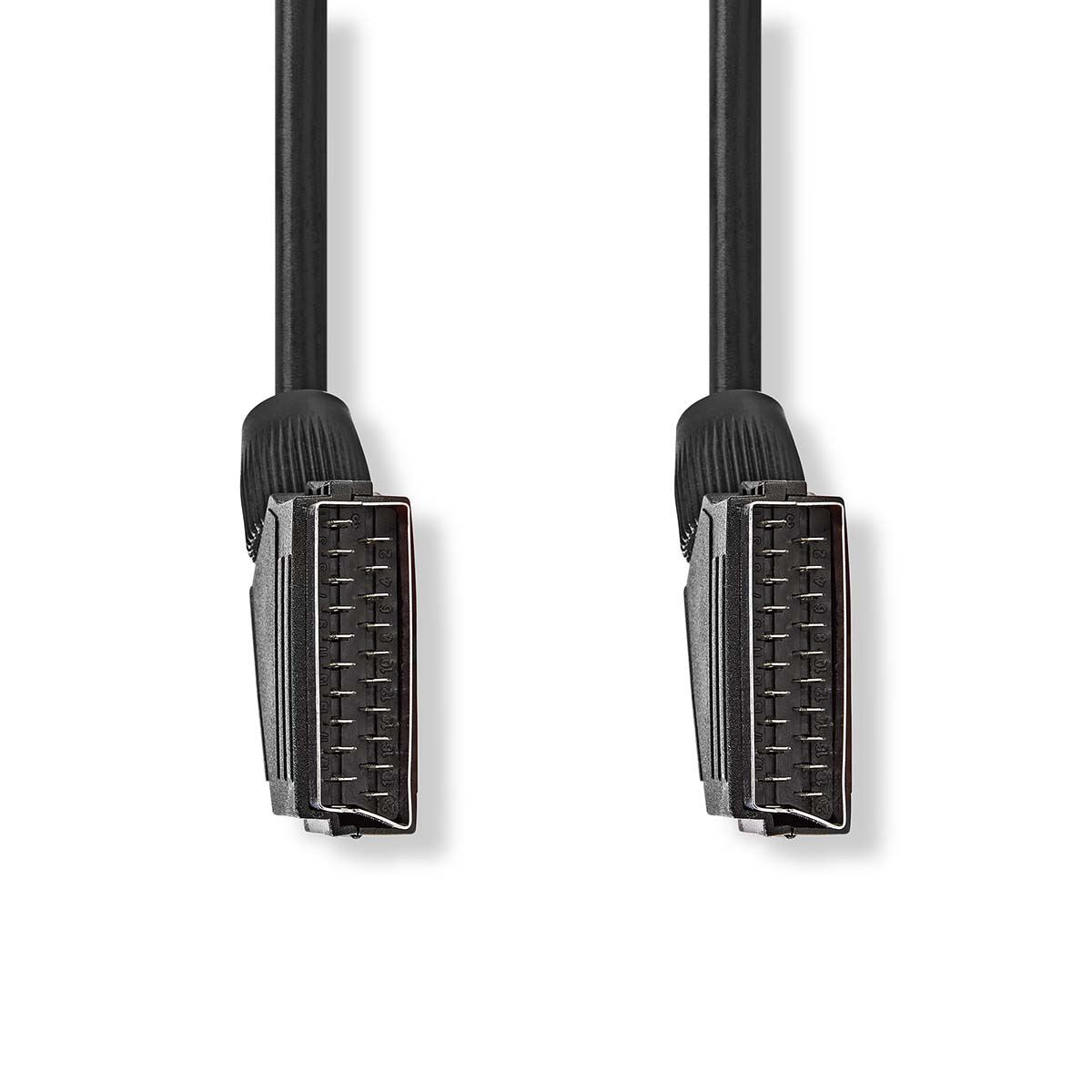 Nedis SCART Cable | SCART Male | SCART Male | Nickel Plated | 480p | 2.00 m | Round | PVC | Black | Box