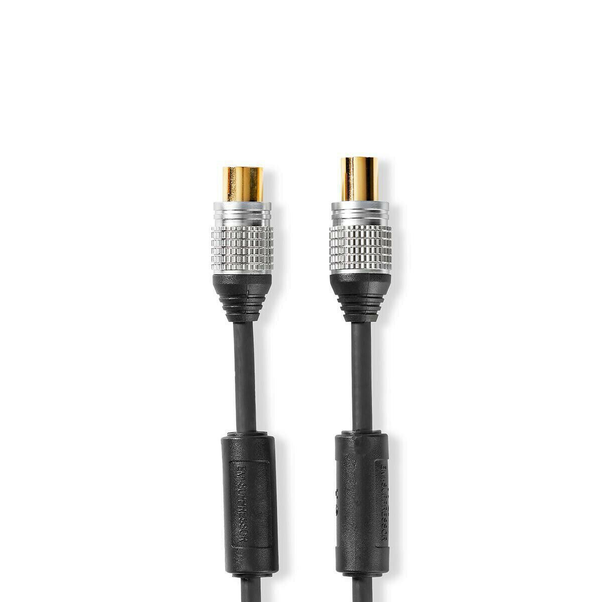 Nedis Coax Cable | IEC (Coax) Male | IEC (Coax) Female | Gold Plated | 75 Ohm | Double Shielded | 10.0 m | Round | PVC | Anthracite | Clamshell