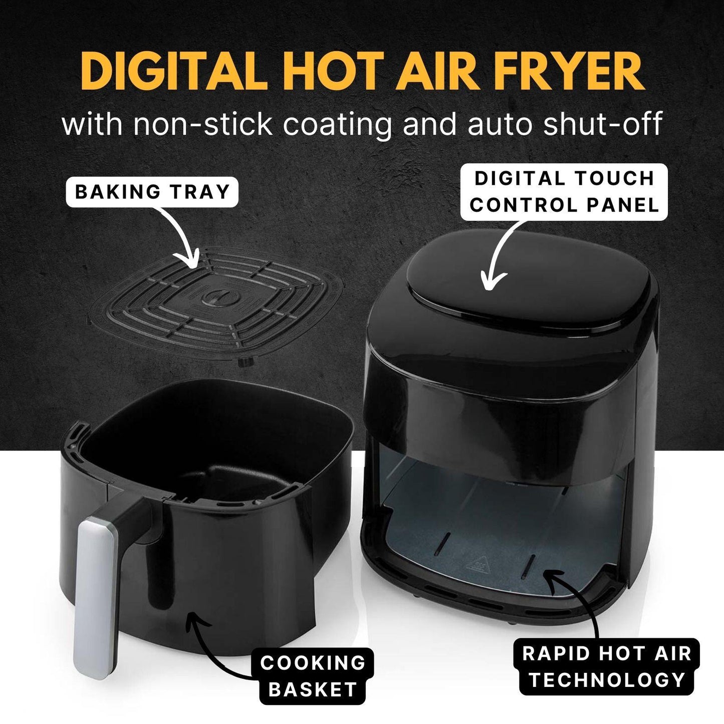 Nedis Hot Air Fryer | 4,2 l | Timer: 240 min | Number of preset programs: 8 | Digital | Black
