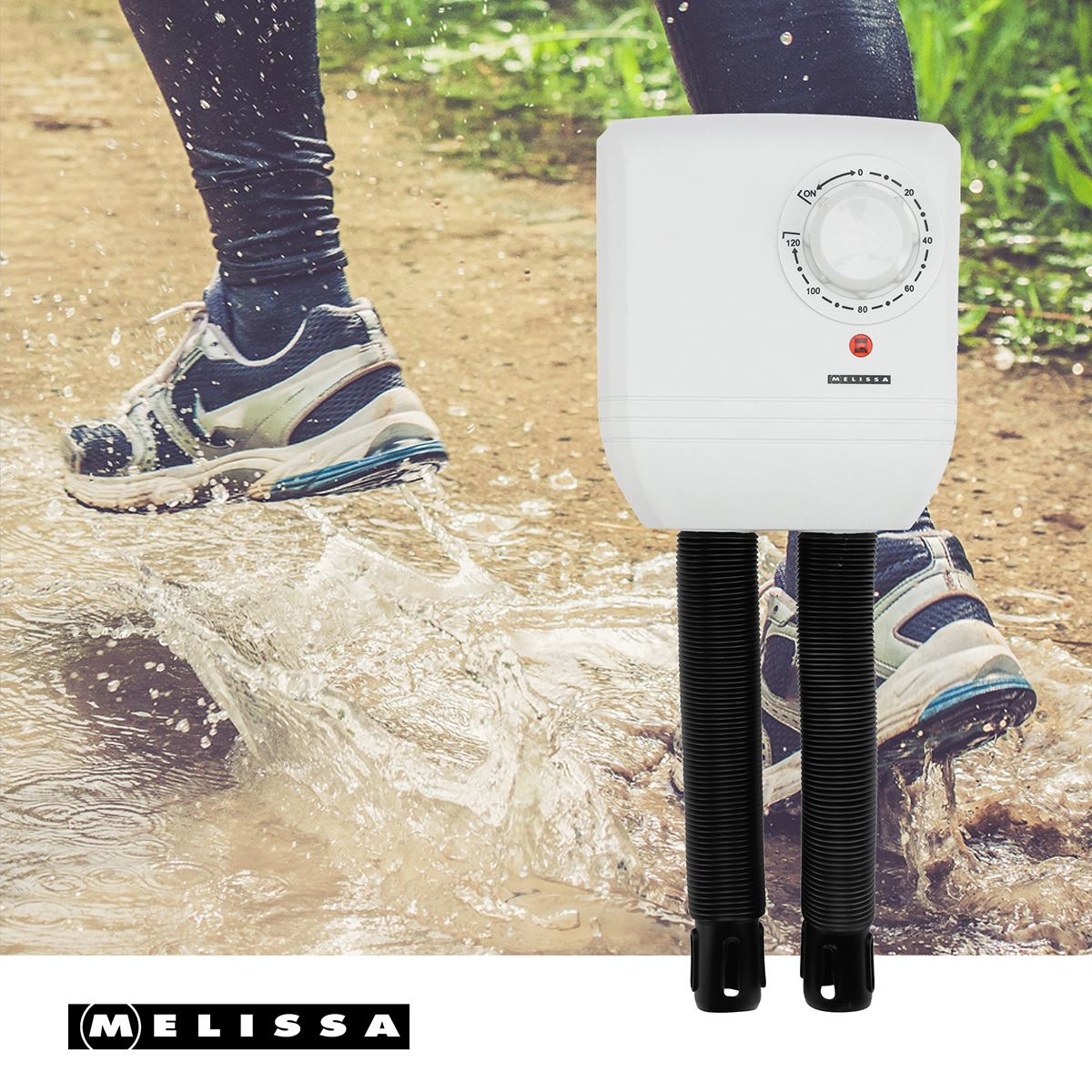 MELISSA Shoe dryer with two hoses for one pair of shoes or boots 250W White