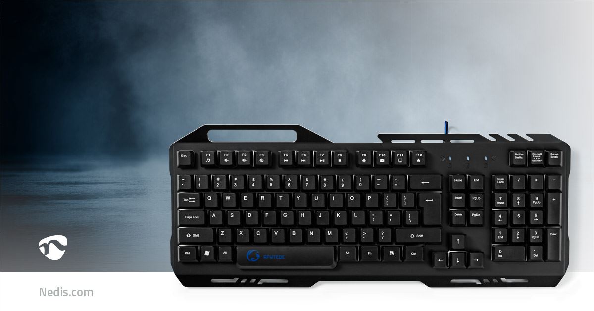 Nedis Wired Gaming Keyboard | USB 2.0 | Membrane Keys | LED | US International | US Layout | USB Powered | Power cable length: 1.50 m | Gaming
