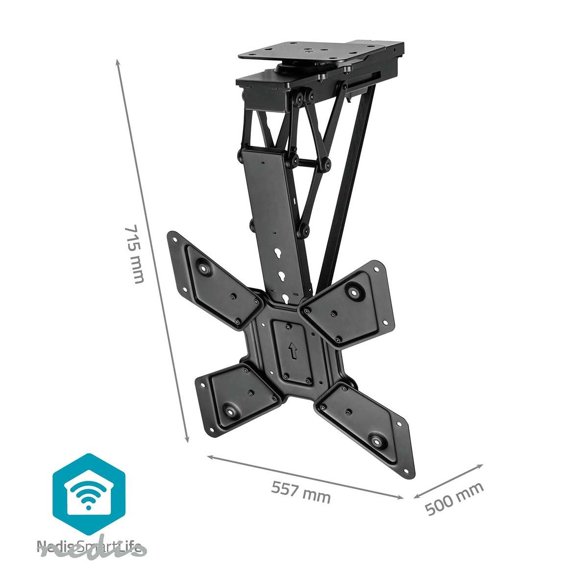 Nedis Motorised TV Ceiling Mount | 23 - 65 " | Maximum supported screen weight: 30 kg | Rotatable | Tiltable | Minimum ceiling distance: 140 mm | Remote controlled | Steel | Black