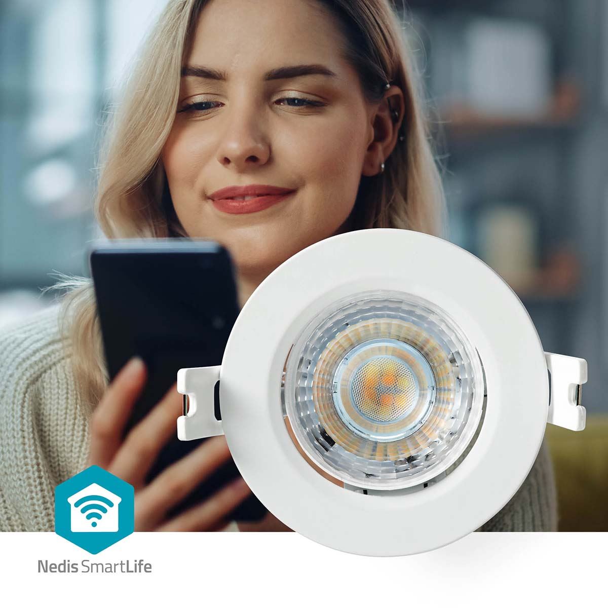 Nedis SmartLife Ceiling Light | Wi-Fi | Warm to Cool White | Round | Diameter: 52 mm | 68 - 74 mm | 360 lm | 2700 - 6500 K | IP20 | Energy class: F | Android™ / IOS