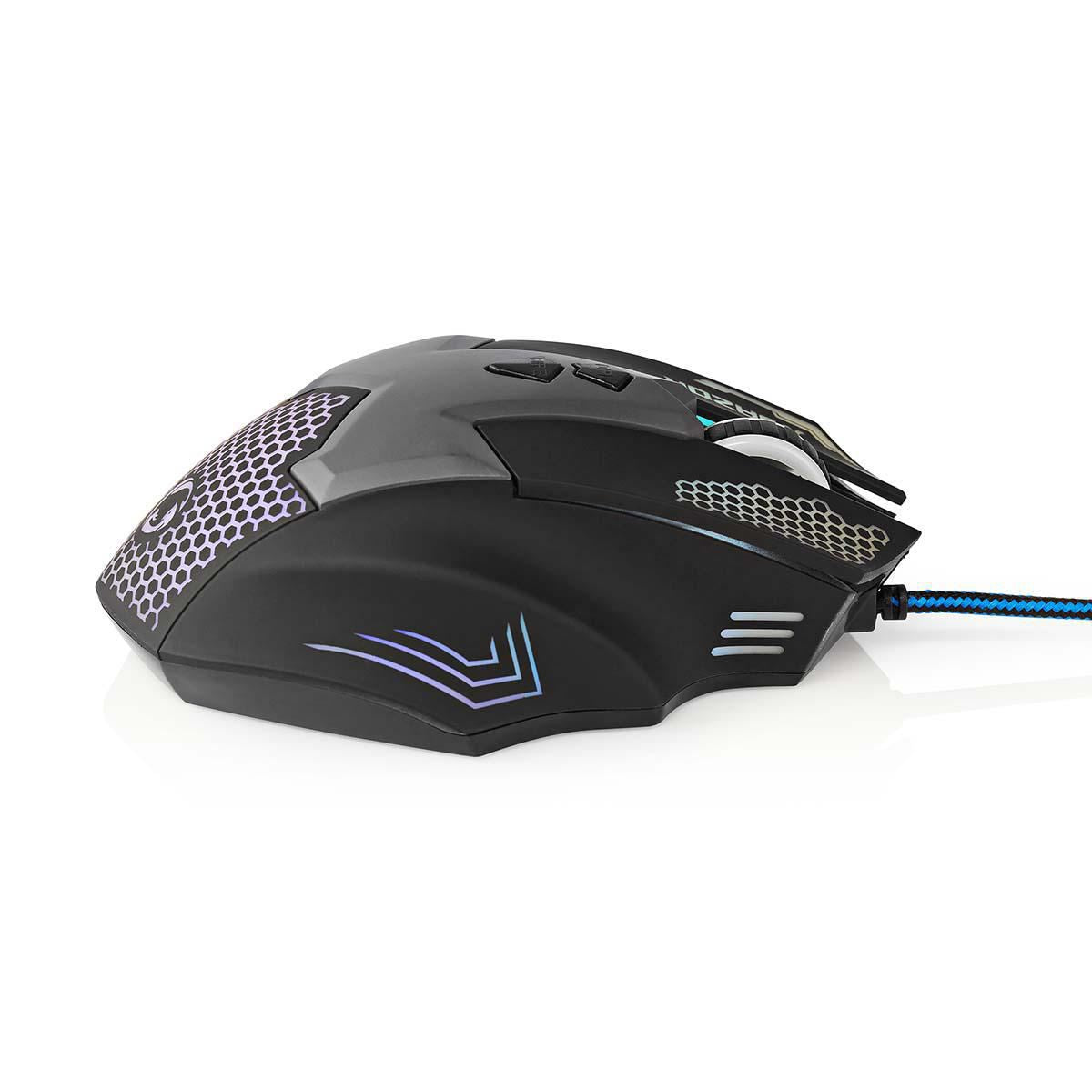 Nedis Gaming Mouse | Wired | 800 / 1200 / 1600 / 2400 dpi | Adjustable DPI | Number of buttons: 7 | Right-Handed | 1.50 m | LED