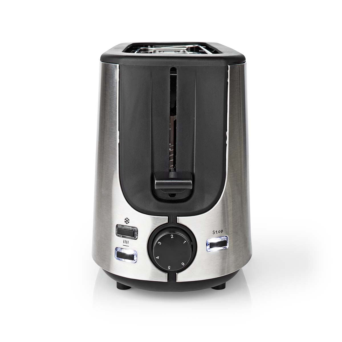 Nedis Toaster | Stainless Steel Series | 2 Bread Slices | 1 Long Slot | Browning levels: 6 | Defrost feature | Bun rack | Aluminium