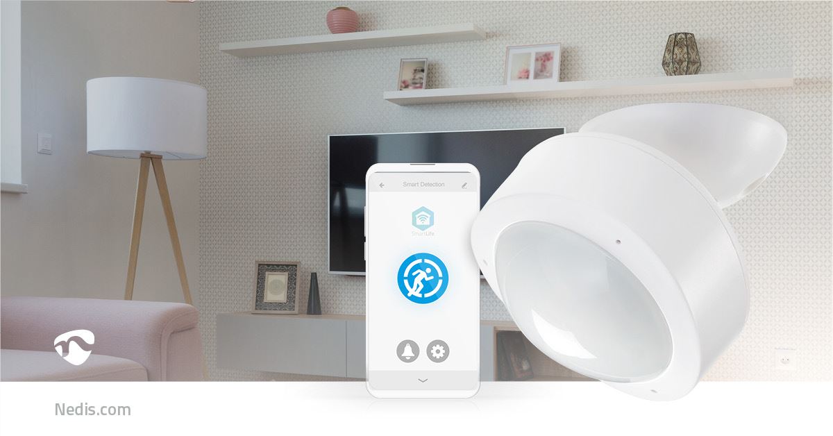 Nedis SmartLife Motion Sensor | Wi-Fi | Battery Powered / Mains Powered | Detector angle: 120 ° | Detector range: 10.0 m | White