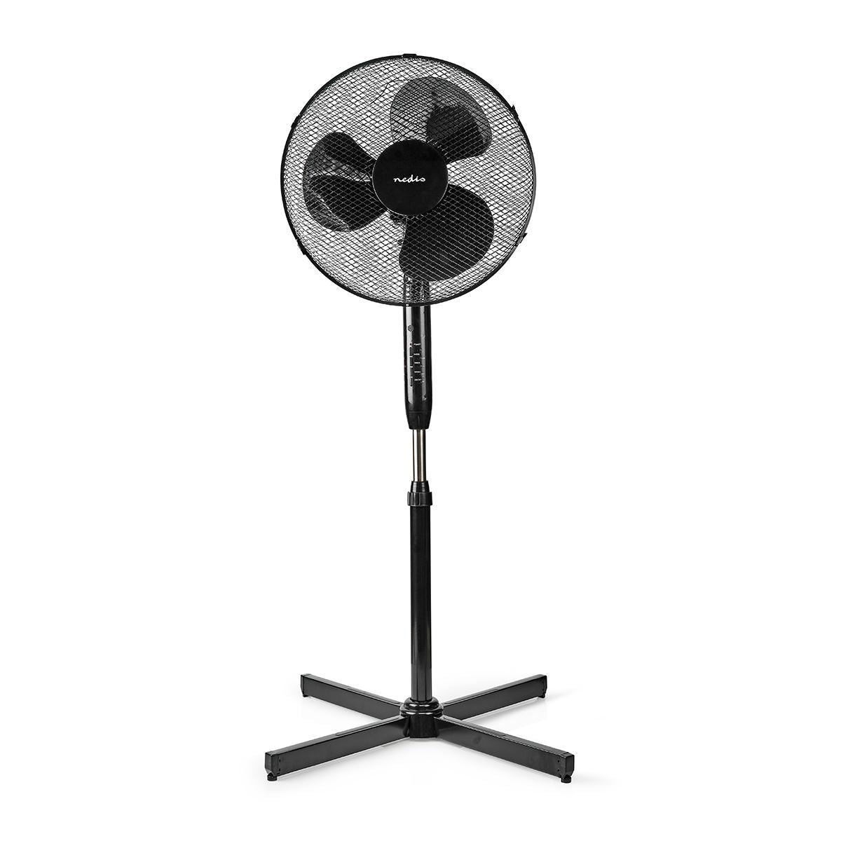 Nedis Stand Fan | Diameter: 400 mm | 3-Speed | Oscillation | 40 W | Adjustable height | Shut-off timer | Remote control | Black
