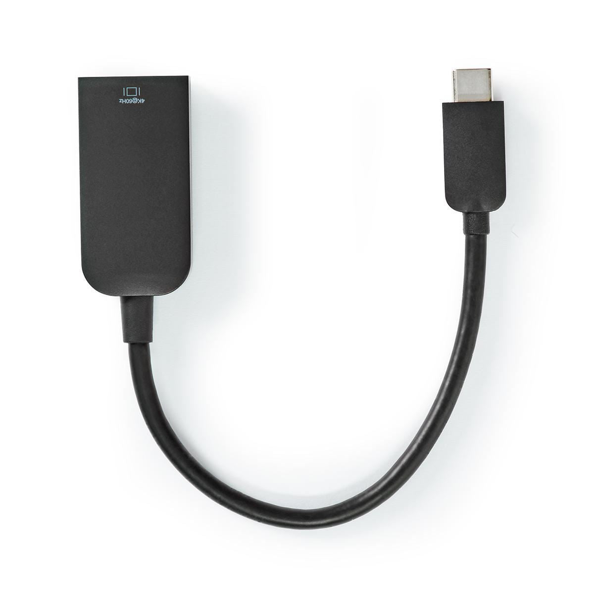 Nedis USB-C™ Adapter | USB 3.2 Gen 1 | USB-C™ Male | HDMI™ Output | 4K@60Hz | 0.20 m | Round | Nickel Plated | PVC | Black | Polybag
