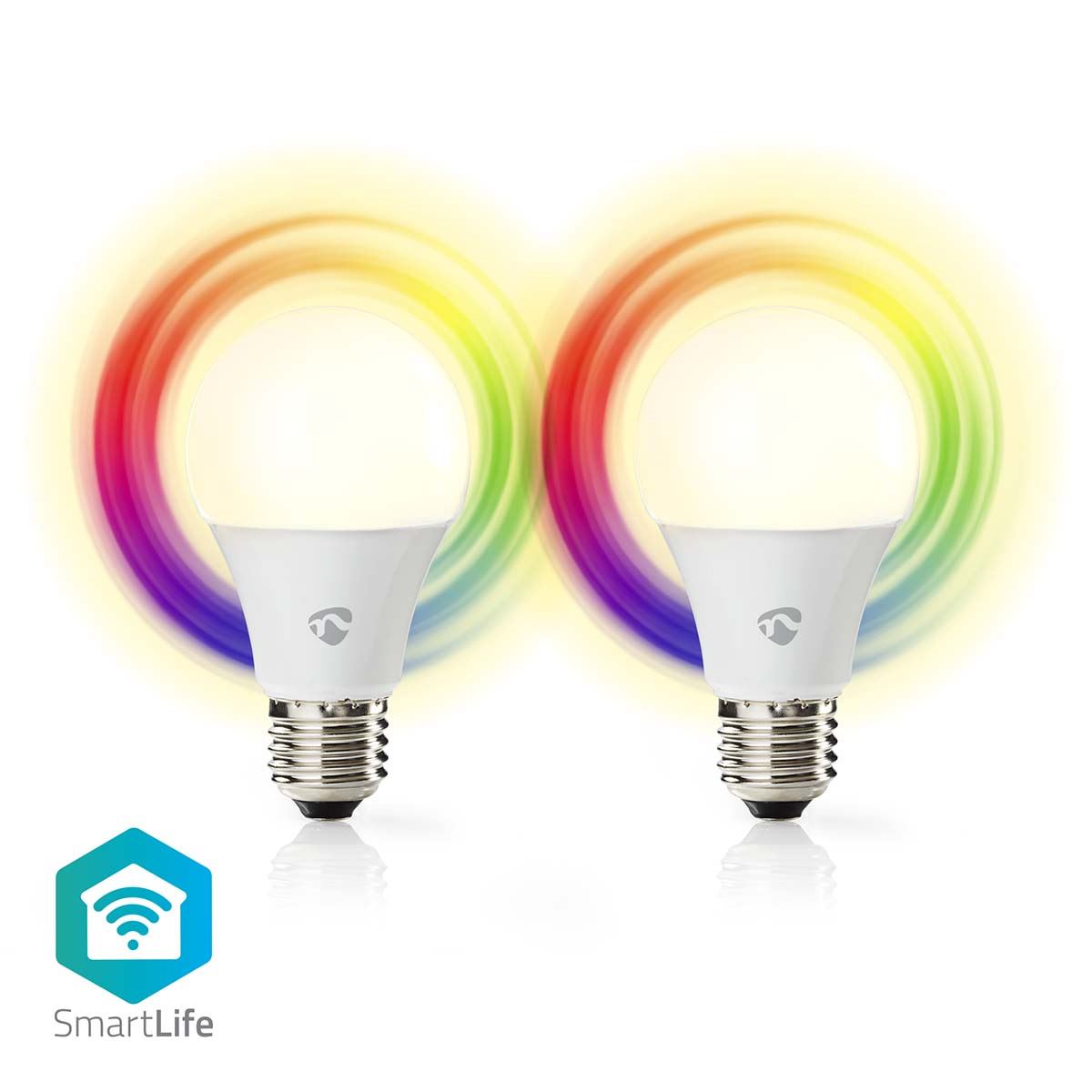 Nedis SmartLife Full Colour LED Bulb | Wi-Fi | E27 | 806 lm | 9 W | RGB / Warm to Cool White | 2700 - 6500 K | Android™ / IOS | Bulb | 2 pcs