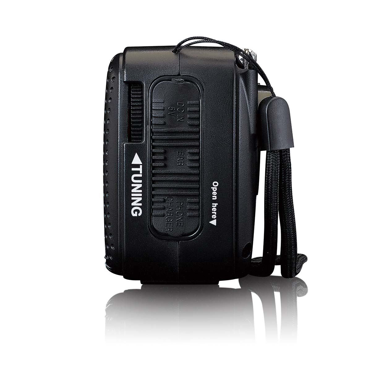 Lenco Portable wind-up Emergency FM Radio, Flashlight and Power bank in one - Black