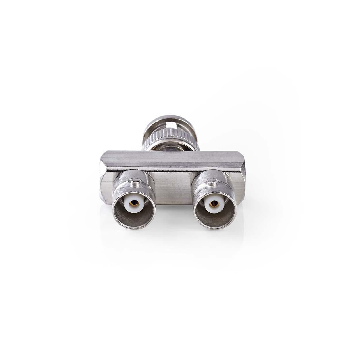 Nedis BNC Adapter | BNC Male | 2x BNC Female | Nickel Plated | 50 Ohm | Splitter | Metal | Silver | 10 pcs | Polybag