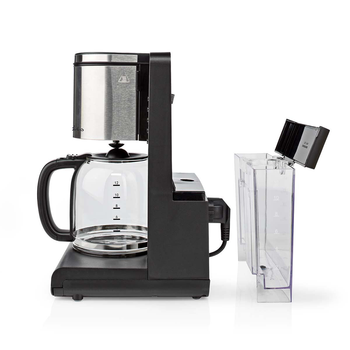 Nedis Coffee Maker | Filter Coffee | 1.5 l | 12 Cups | Keep warm feature | Switch on timer | LCD display | Clock function | Aluminium / Black