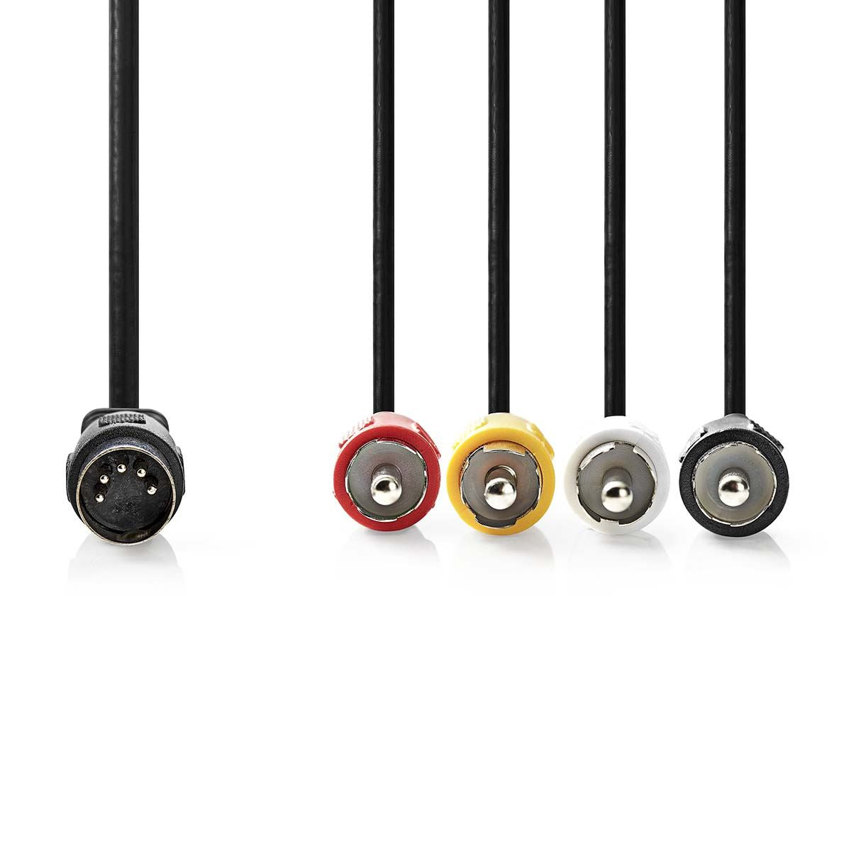 Nedis DIN Audio Cable | DIN 5-Pin Male | 4x RCA Male | Nickel Plated | 1.00 m | Round | PVC | Black | Label