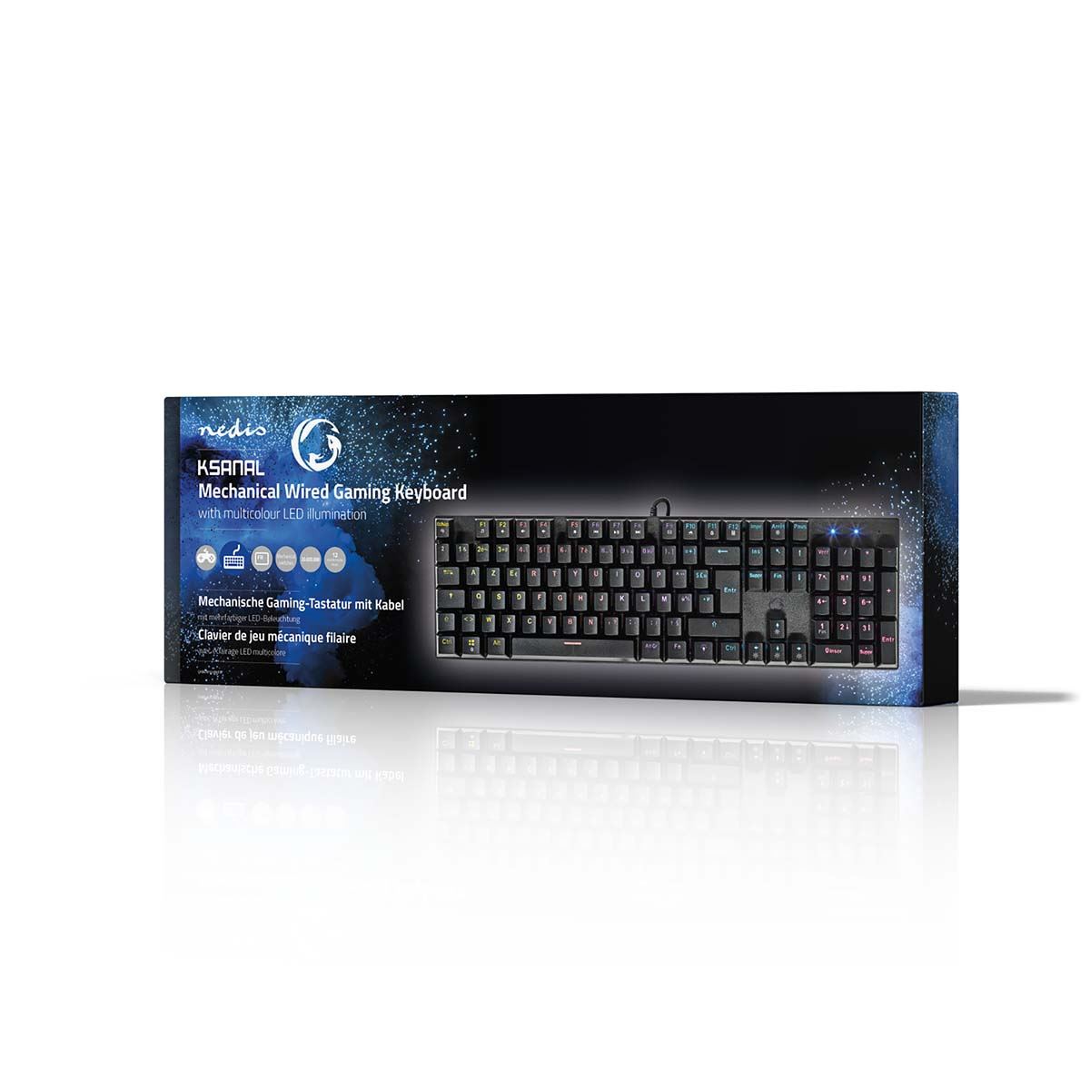 Nedis Wired Gaming Keyboard | USB Type-A | Mechanical Keys | LED | AZERTY | FR Layout | USB Powered | Power cable length: 1.50 m | Gaming