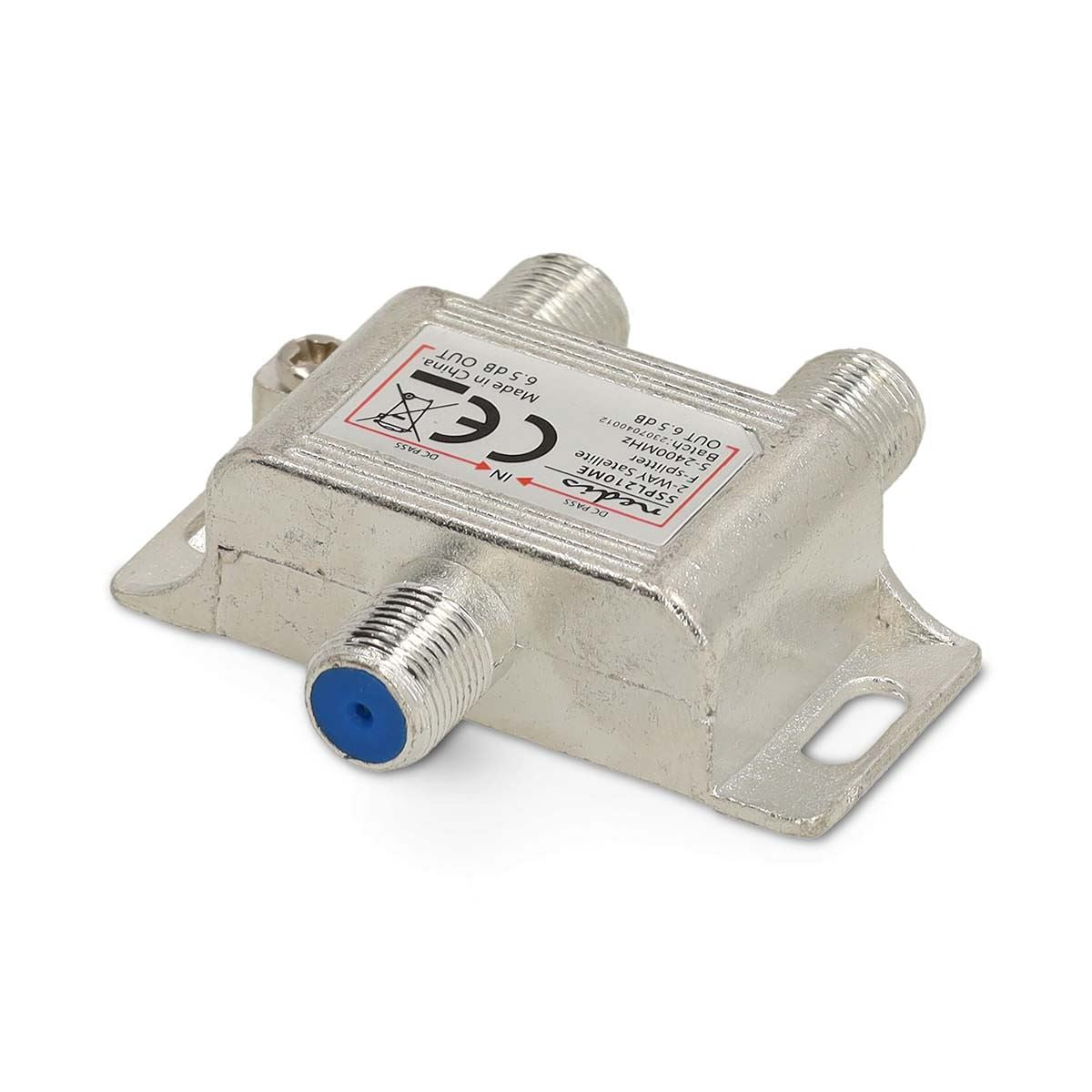 Nedis Satellite Splitter | 5 - 2400 MHz | 6.5 dB | Number of inputs: 1 | Number of outputs: 2 | Impedance: 75 Ohm | Zinc | Silver