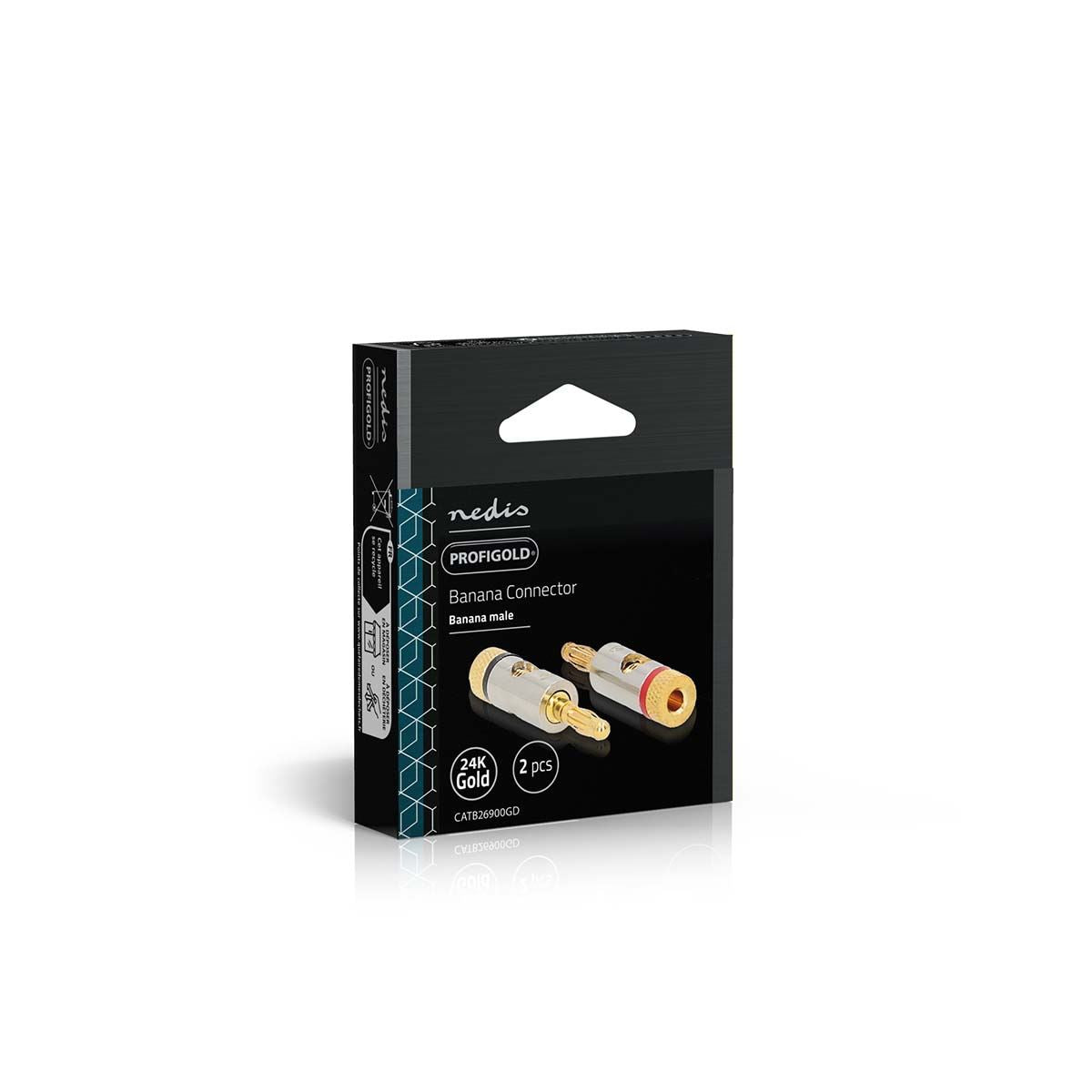 Nedis Banana Connector | Straight | Male | Gold Plated | Screw | Cable input diameter: 3.0 mm | Metal | Gold | 2 pcs | Envelope