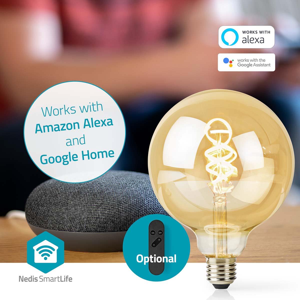 Nedis SmartLife LED Filament Bulb | Wi-Fi | E27 | 360 lm | 4.9 W | Warm to Cool White | 1800 - 6500 K | Glass | Android™ / IOS | Globe | 1 pcs